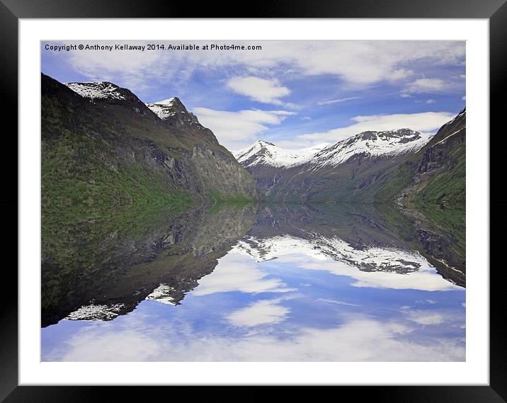 FJORDS REFLECTIONS Framed Mounted Print by Anthony Kellaway