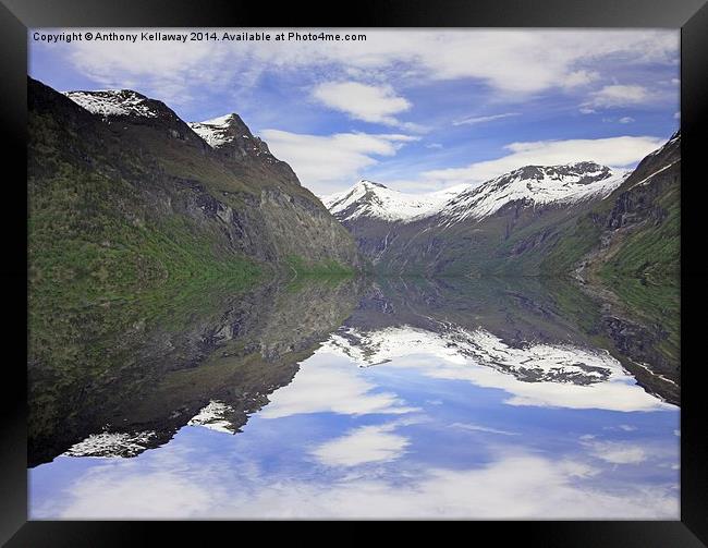 FJORDS REFLECTIONS Framed Print by Anthony Kellaway
