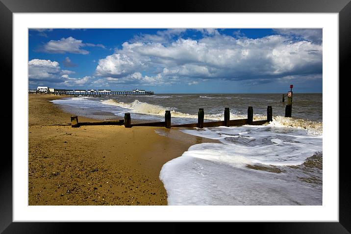 Southwold Pier and beach Framed Mounted Print by Darren Burroughs