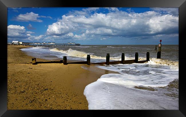 Southwold Pier and beach Framed Print by Darren Burroughs