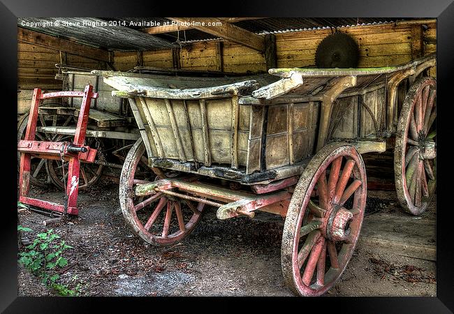 Vintage farm hay carts Framed Print by Steve Hughes