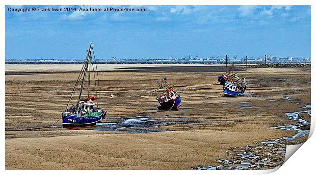 A row of small boats beached awaiting the incoming Print by Frank Irwin