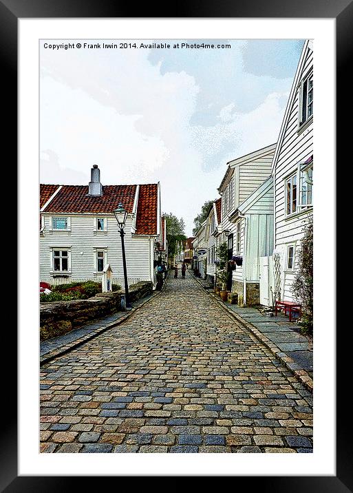 A typical street in Old Stavanger (Artistically do Framed Mounted Print by Frank Irwin
