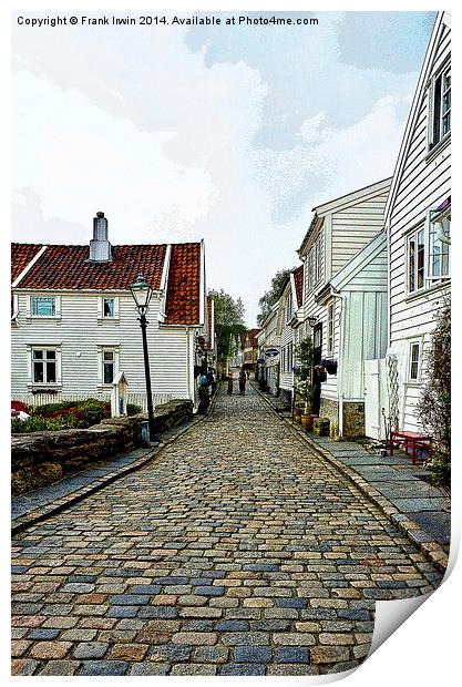 A typical street in Old Stavanger (Artistically do Print by Frank Irwin