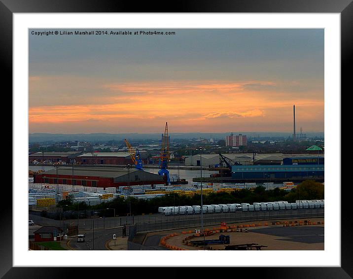 Sunset over Hull. Framed Mounted Print by Lilian Marshall