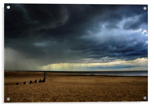 Storm clouds over Wells beach Acrylic by Mark Bunning