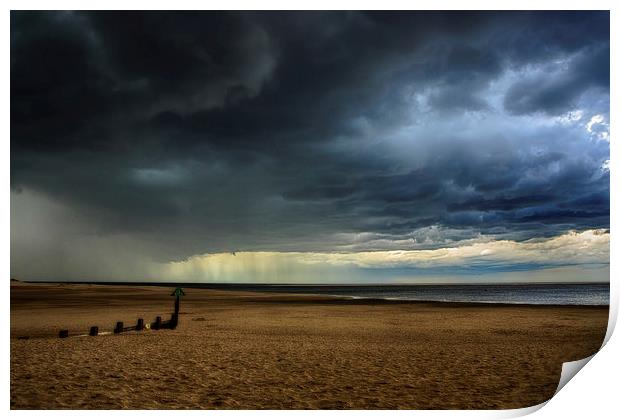 Storm clouds over Wells beach Print by Mark Bunning