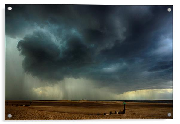 Storm clouds over Wells beach 2 Acrylic by Mark Bunning