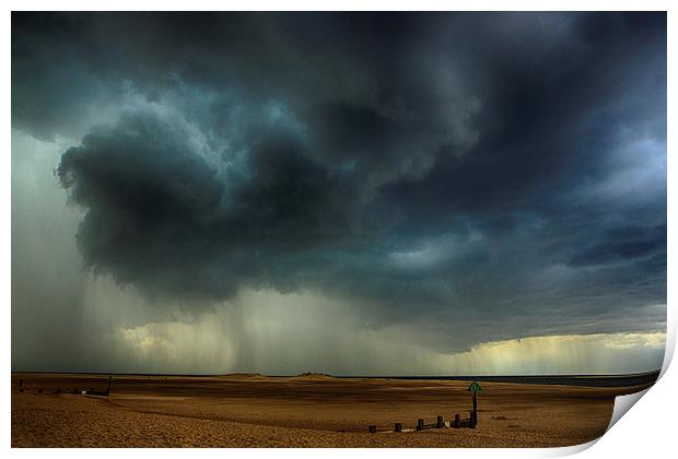 Storm clouds over Wells beach 2 Print by Mark Bunning