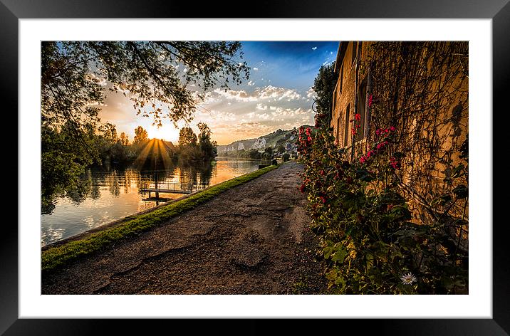Sunset over the Seine at Les Andelys Framed Mounted Print by Sheila Smart