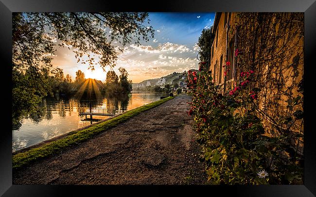Sunset over the Seine at Les Andelys Framed Print by Sheila Smart