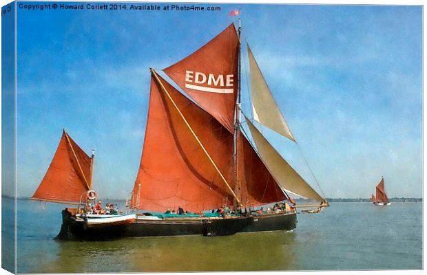 Thames Barge Edme watercolour effect Canvas Print by Howard Corlett