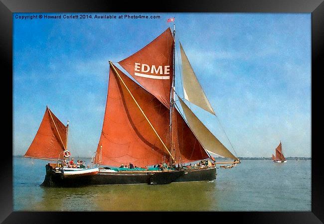 Thames Barge Edme watercolour effect Framed Print by Howard Corlett