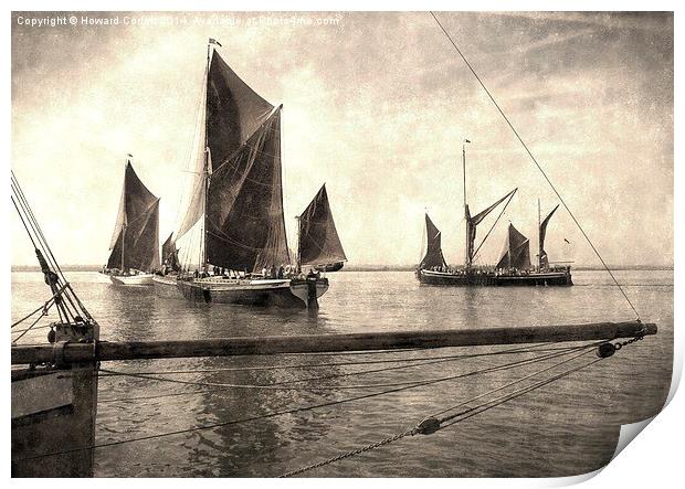 Maldon Barge Match 2010 vintage effect Print by Howard Corlett