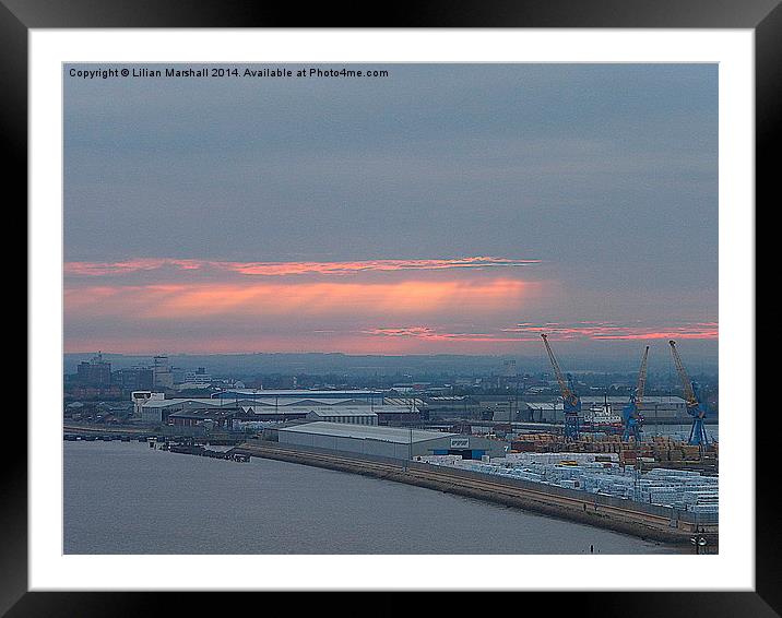 Sunset over Hull. Framed Mounted Print by Lilian Marshall