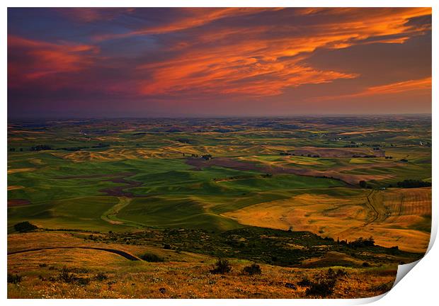 Red Sky over the Palouse Print by Mike Dawson