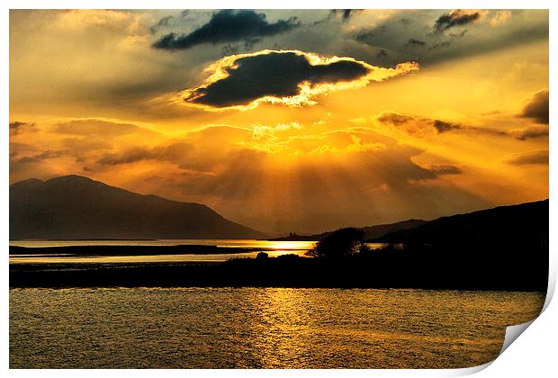 Sunset Over Loch Alsh Print by Jacqi Elmslie