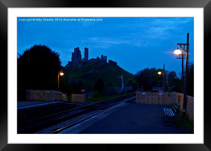 Corfe Castle at dusk Framed Mounted Print by Mike Streeter