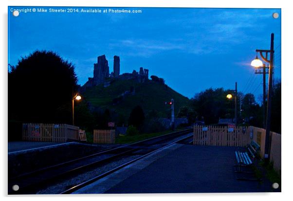 Corfe Castle at dusk Acrylic by Mike Streeter