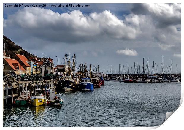The Harbour Scarborough Print by Trevor Kersley RIP