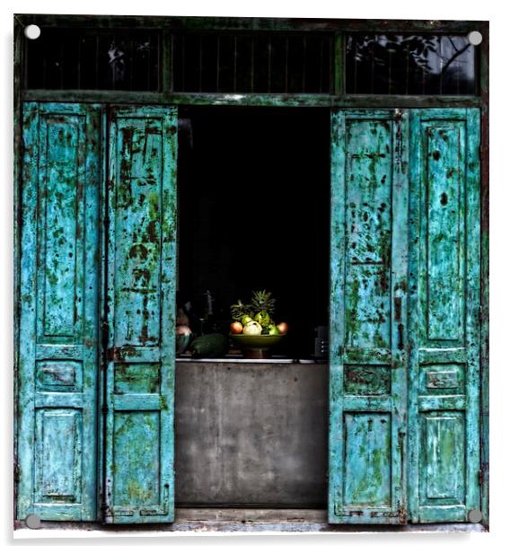 Mysterious Blue doorway. Acrylic by Robert Murray