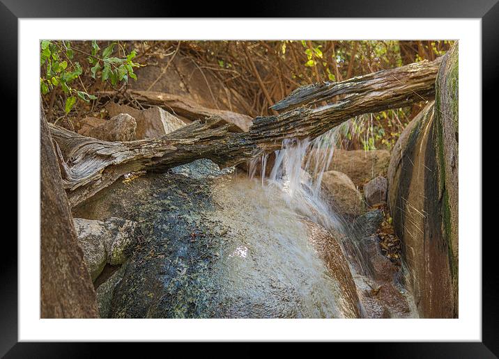 Wooden Waterfall at Kwa Madwala Framed Mounted Print by colin chalkley