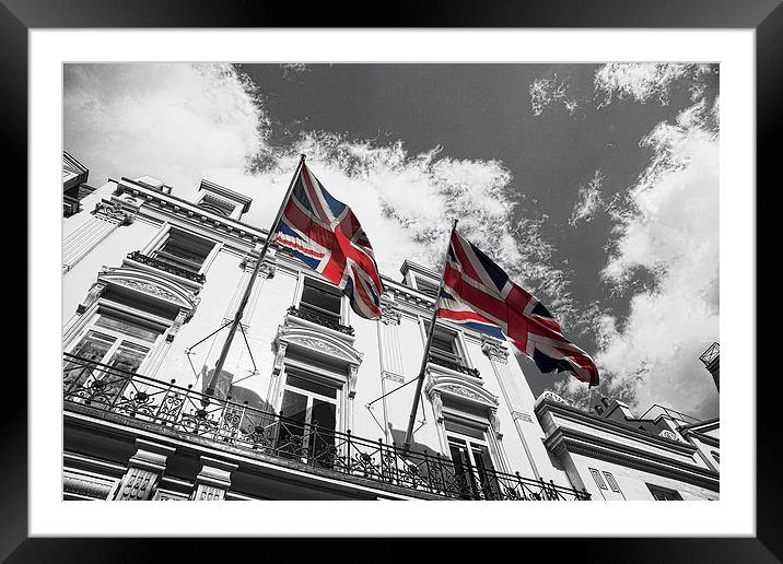 Union Jack Flags in London Framed Mounted Print by Catherine Joll