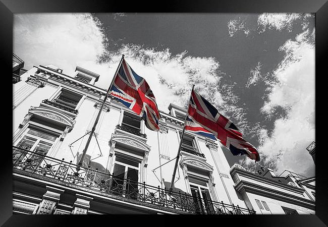 Union Jack Flags in London Framed Print by Catherine Joll