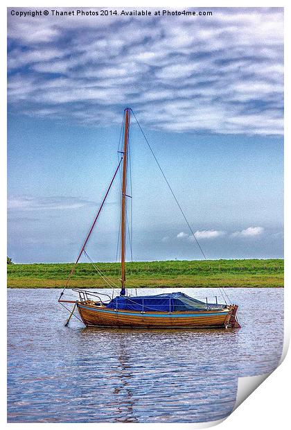 Yacht on the river Print by Thanet Photos