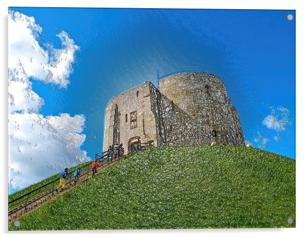 Clifford's Tower in York  historical building. Add Acrylic by Robert Gipson