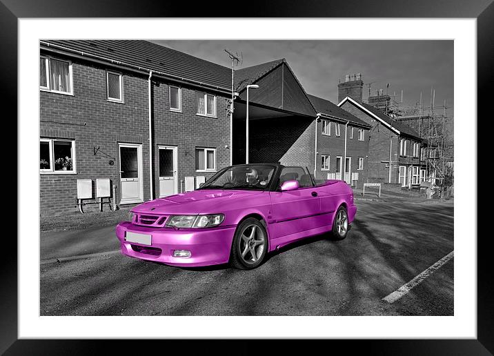 Pink Saab Framed Mounted Print by Rob Hawkins