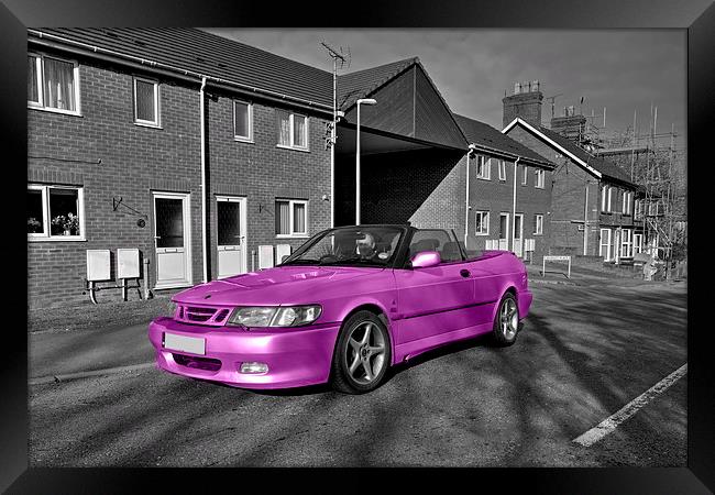 Pink Saab Framed Print by Rob Hawkins