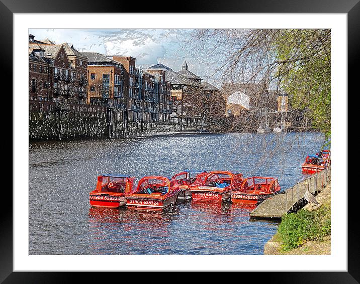 York pleasure in the river Ouse, boats in plastic  Framed Mounted Print by Robert Gipson