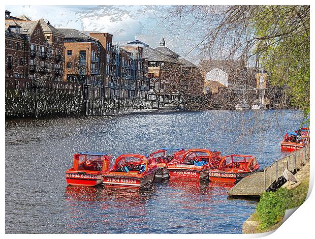 York pleasure in the river Ouse, boats in plastic  Print by Robert Gipson