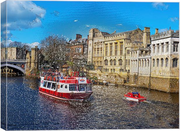 York Guildhall with river boat on the river Ouse.  Canvas Print by Robert Gipson