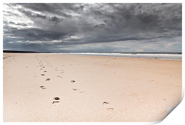 Footprints in the Sand Print by Paul Macro