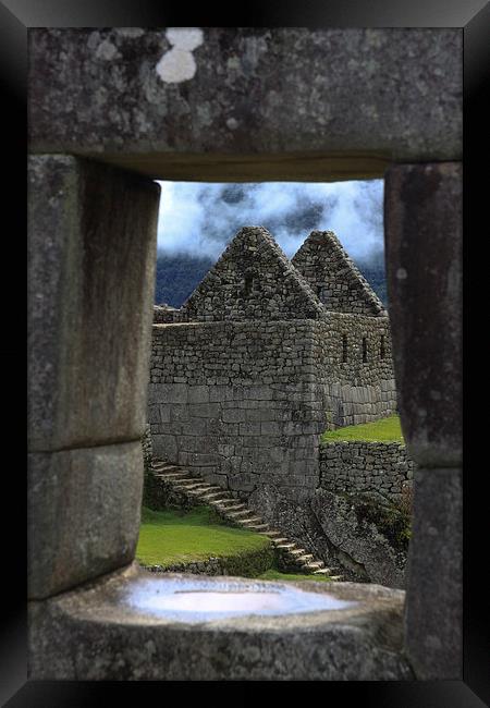 Window on Machu Picchu Framed Print by Nick Fulford