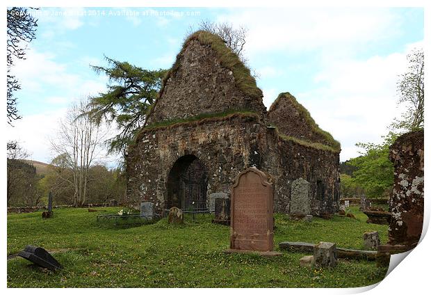 Kilmorie Chapel, Strathlachlan A Print by Jane Braat