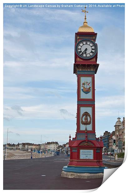 Jubilee Clock, Weymouth Print by Graham Custance
