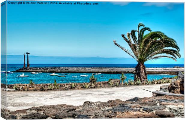 Costa Teguise Harbour Canvas Print by Valerie Paterson