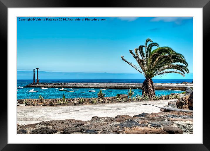 Costa Teguise Harbour Framed Mounted Print by Valerie Paterson