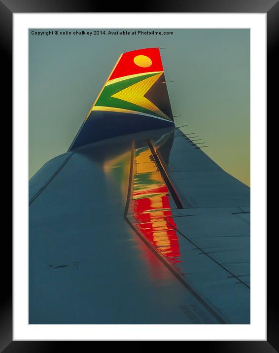 Sunrise on an A330 Airbus Wingtip Framed Mounted Print by colin chalkley