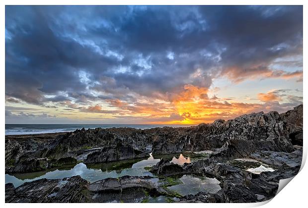 Rock Pool sunset Print by Dave Wilkinson North Devon Ph