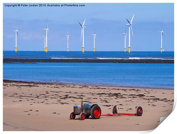 Tractor and Windfarm Print by Peter Jordan