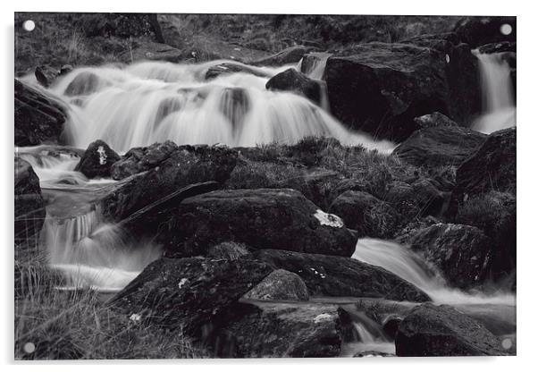 Waterfall at Pen-y-Gwryd Acrylic by Paul Brewer