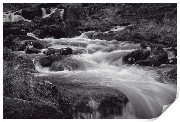 Flowing River at Pen-y-Gwryd in Snowdonia National Print by Paul Brewer