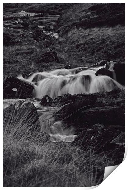 Waterfall at Pen-y-Gwryd, Snowdonia National Park  Print by Paul Brewer