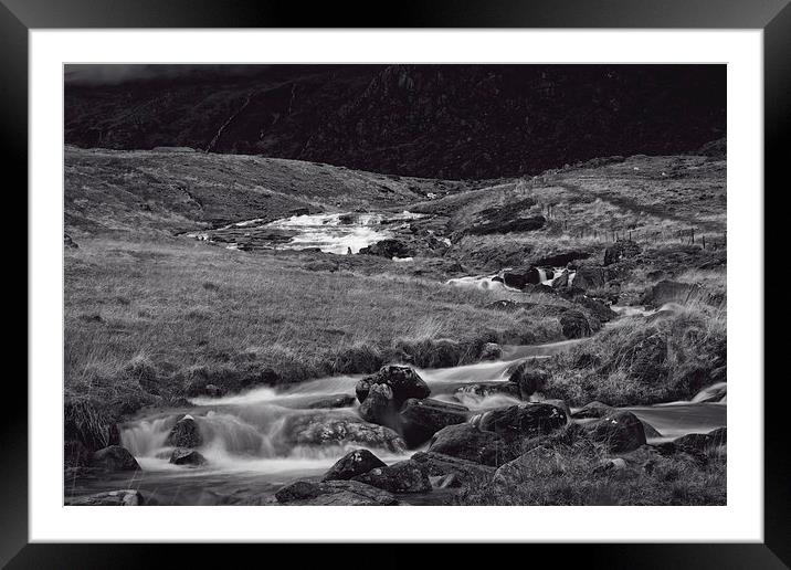 River at Pen-y-Gwryd in Snowdonia National Park Framed Mounted Print by Paul Brewer