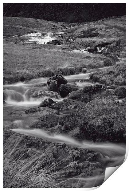 River at Pen-y-Gwryd in Snowdonia National Park Print by Paul Brewer