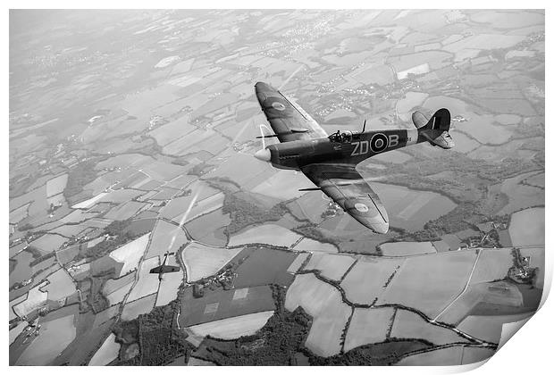 Spitfire victory black and white version Print by Gary Eason